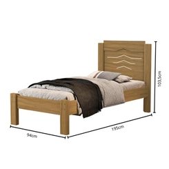 Cama Solteiro com Cabeceira Integrada Cambel Sofia Nature/Off White