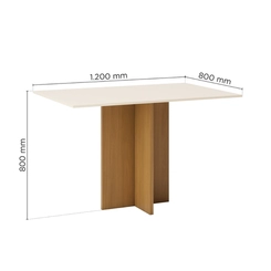 Mesa de Jantar para 4 Lugares 120x80cm Henn Lana SC207-221 Cinamomo/Off White