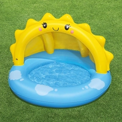 Piscina Inflável Infantil com Cobertura 26 Litros Mor Sunny 1617 Amarelo e Azul