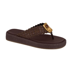Rasteira Feminina Papete Texturizada Vizzano 6506-133 Marrom Cacau