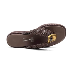Rasteira Feminina Papete Texturizada Vizzano 6506-133 Marrom Cacau