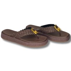 Rasteira Feminina Papete Texturizada Vizzano 6506-133 Marrom Cacau