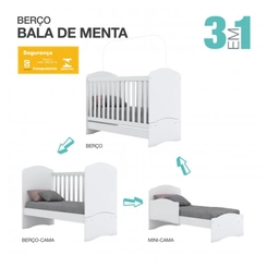 Berço 3 em 1 Henn Bala de Menta I02-10 Branco