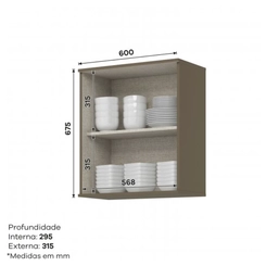 Aéreo 60cm 1 Porta Henn Connect C53-35 Duna/Cristal SE