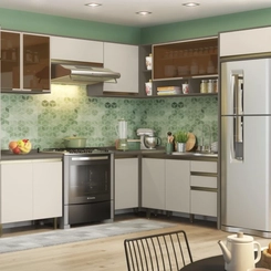 Balcão 120cm Henn Connect C66-35 Duna/Cristal