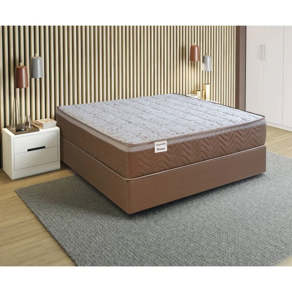 Cama Box Casal com Colchão de Molas Ensacadas Kappesberg Vicenza/Flora Marrom