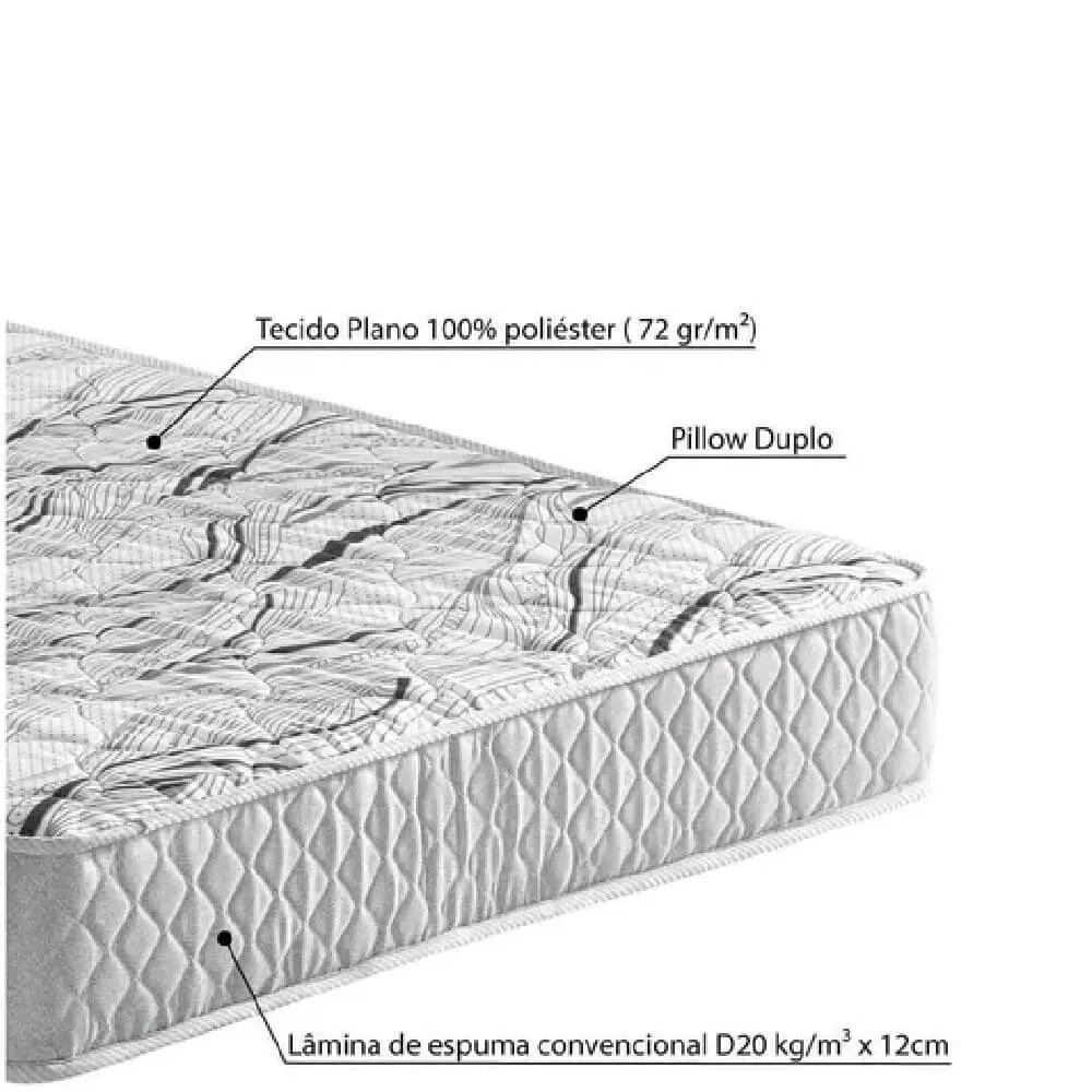 Colchão Solteiro de Espuma D20 Antialérgico Ecoflex Ecoline 78x188x12