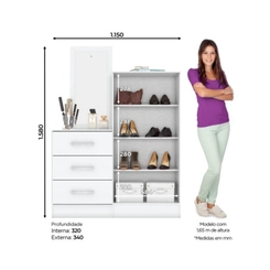 Cômoda Henn com Espelho 2 Portas 3 Gavetas Branco