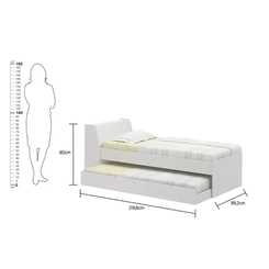 Bicama Ditália BB-28 com Cabeceira Baú Branco