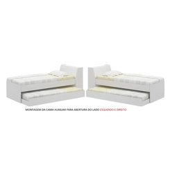 Bicama Ditália BB-28 com Cabeceira Baú Branco