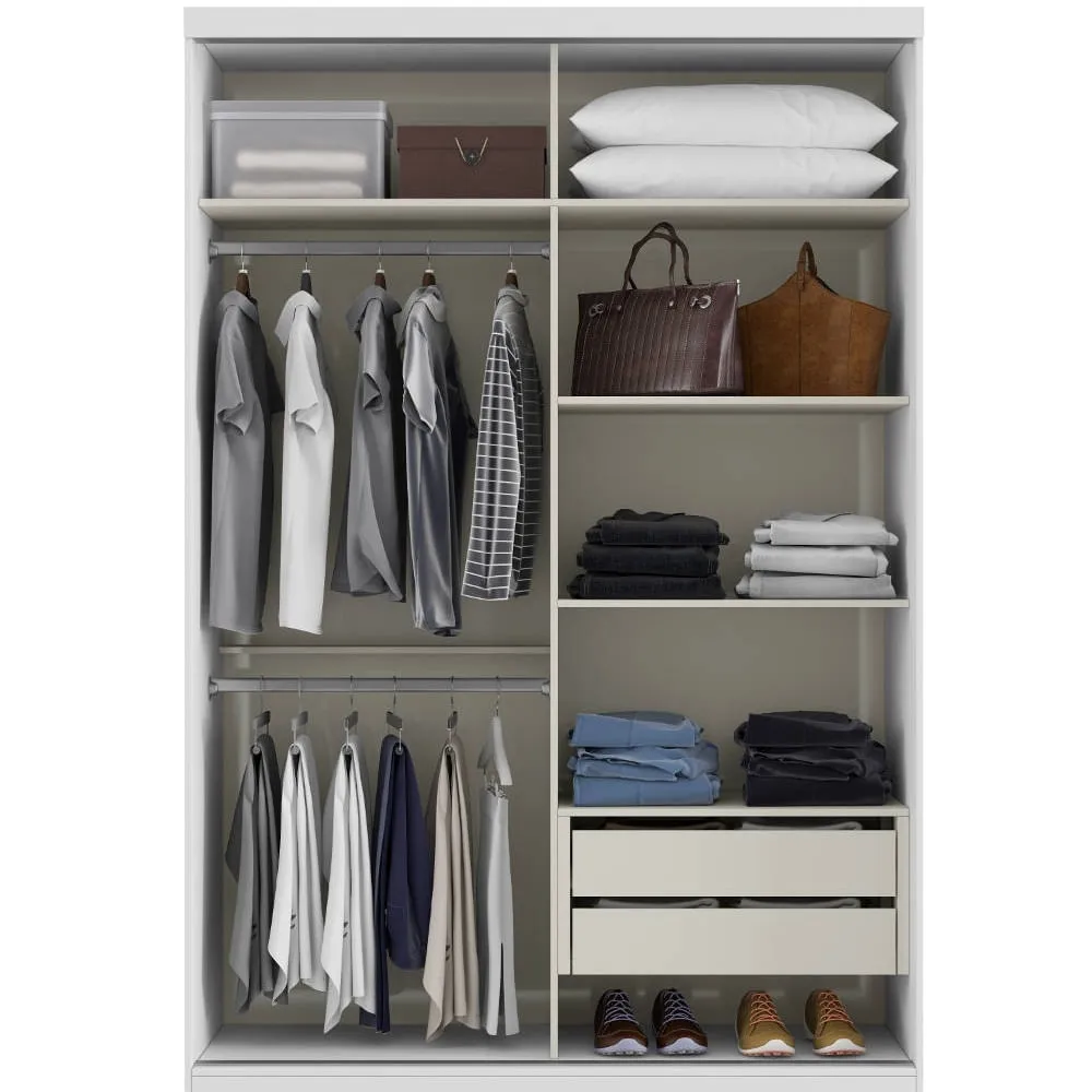 Guarda-Roupa 2 Portas THB Harmony Glass 4304 com Espelho Branco SE