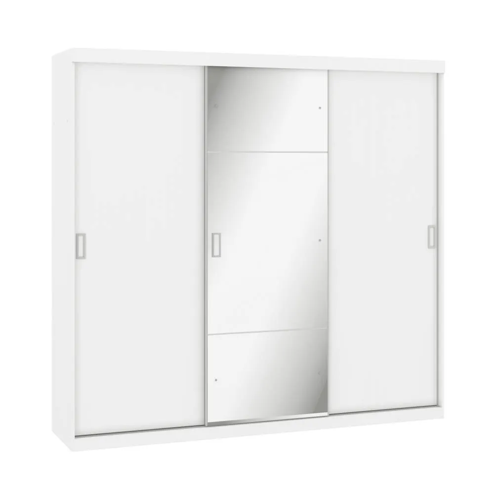 Guarda Roupa 3 Portas THB Prime Glass 4796 com 4 Gavetas Branco Sensitive SE