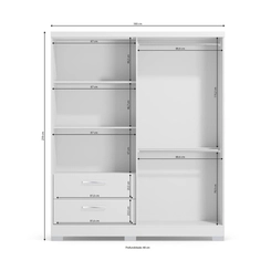 Guarda Roupa 3 Portas Kappesberg C533 com 2 Gavetas Branco SE