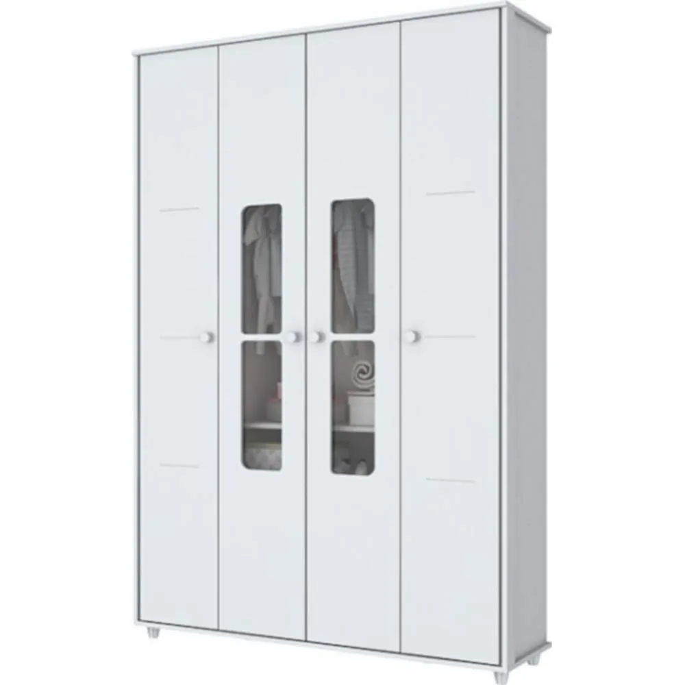 Roupeiro 4 Portas Henn Aquarela I114-10 Branco SE