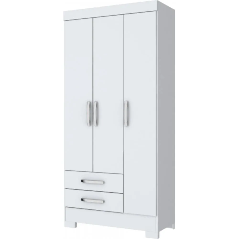 Guarda-Roupa 3 Portas Henn BE16.66 com 2 Gavetas Branco/Rosa SE