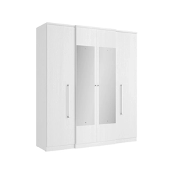 Guarda-Roupa 4 Portas THB Splendore Glass 4879 com 2 Gavetas Branco Sensitive