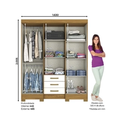 Guarda-Roupa 6 Portas Henn Briz B23 com Espelho e 3 Gavetas Nature/Off White