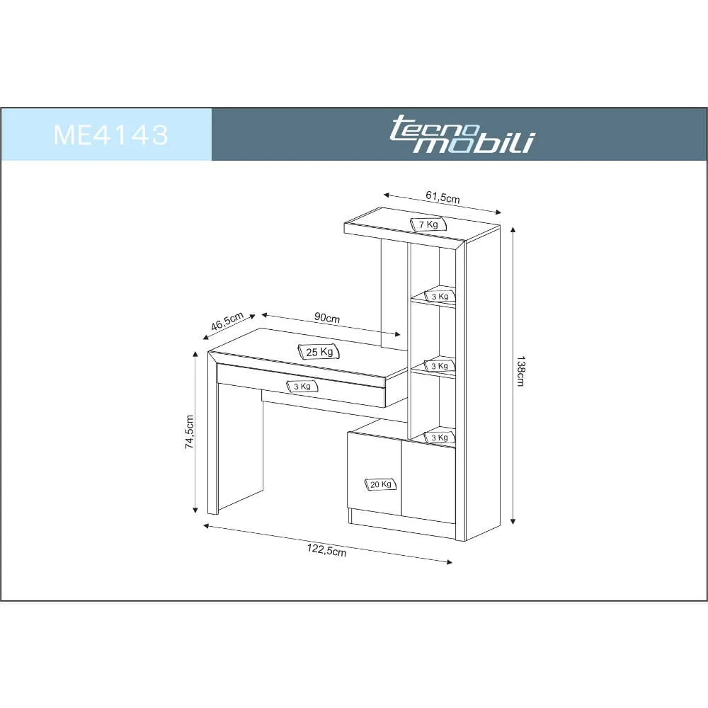 Estante/Escrivaninha Tecno Mobili ME4143 Nogal SE