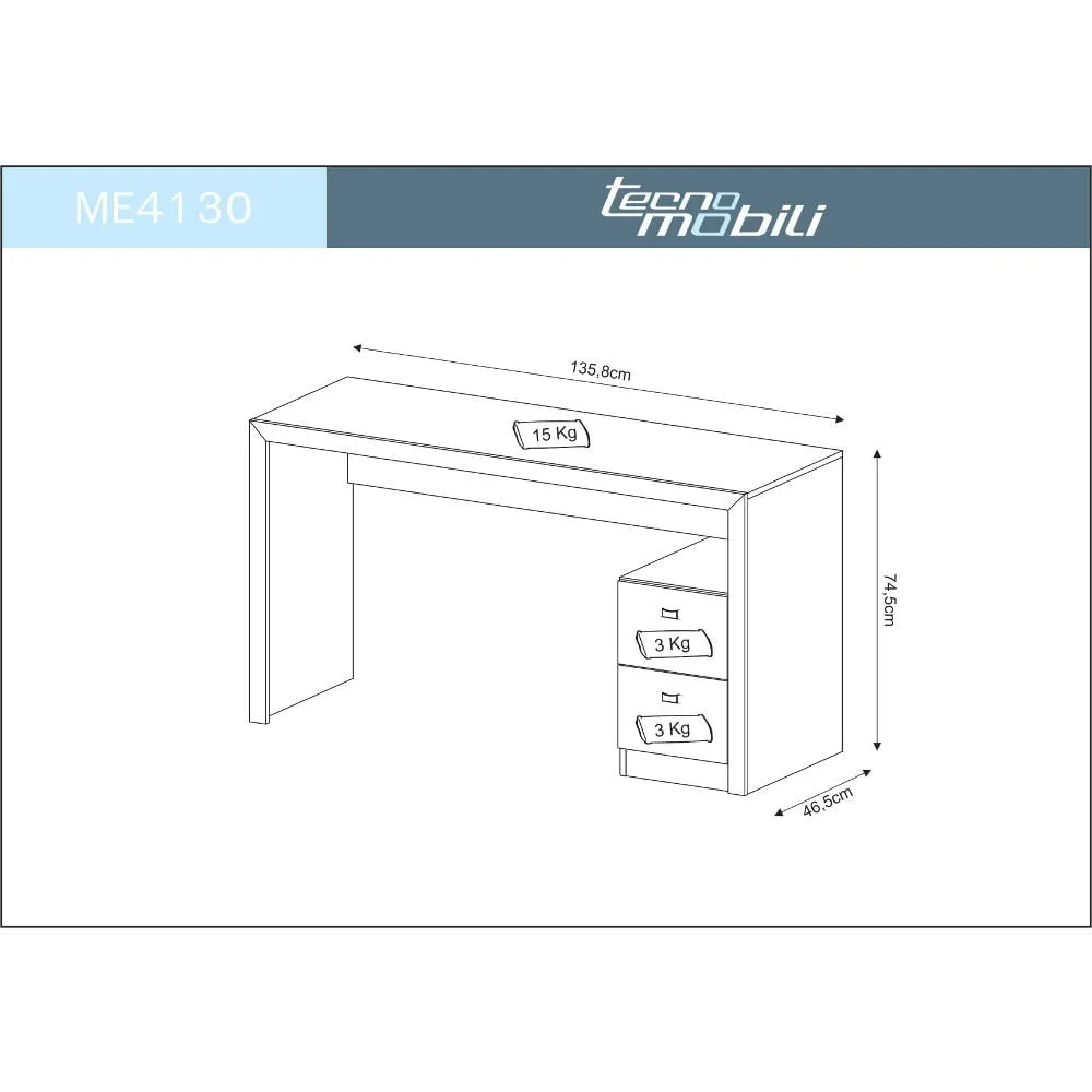 Mesa de Escritório Tecno Mobili ME4130 Carvalho SE