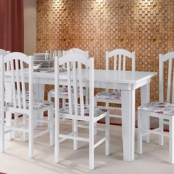 Mesa para 6 Lugares 1,60m Móveis Canção R10302 Branco SE