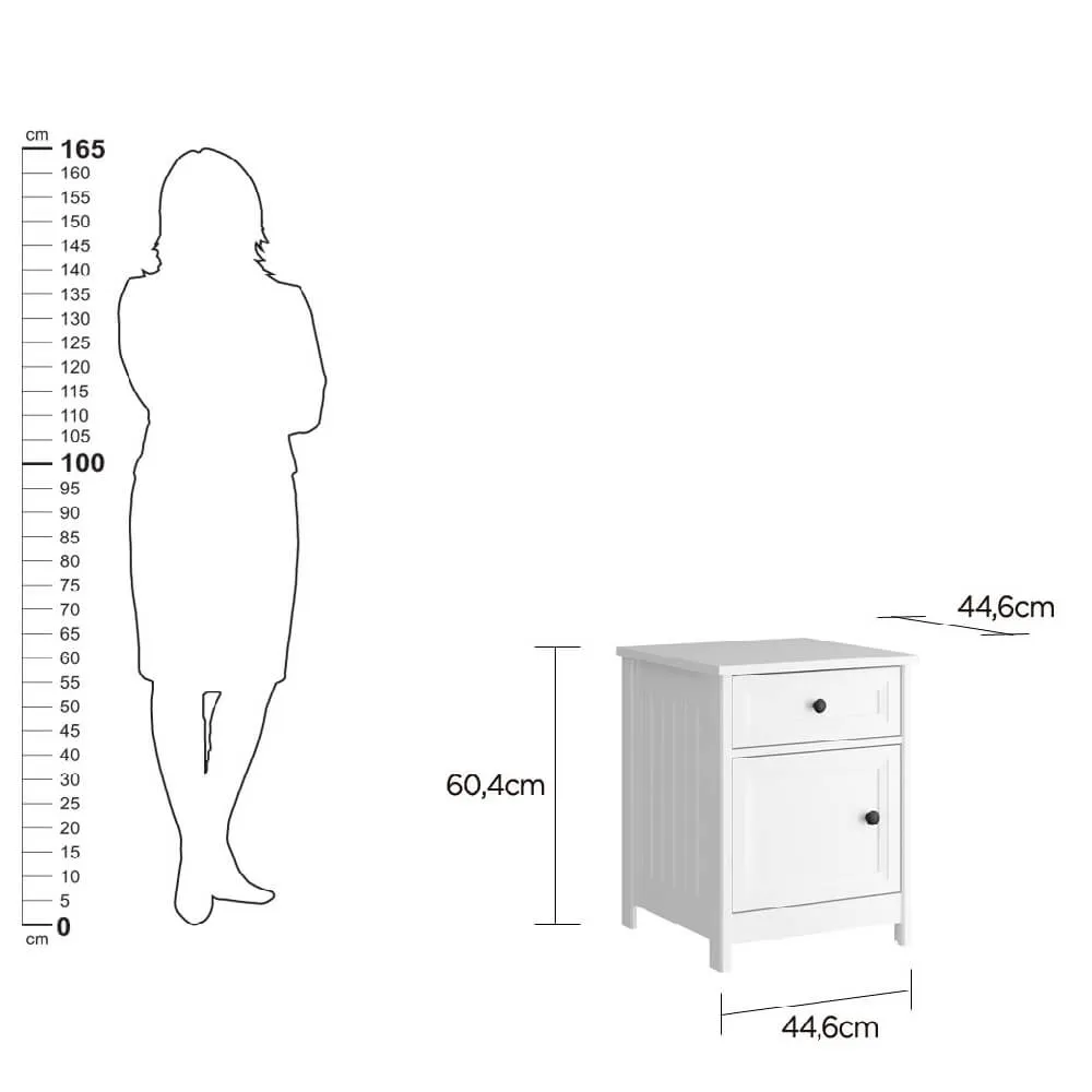 Mesa de Cabeceira 1 Porta e 1 Gaveta DM112 Branca SE
