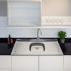 Pia Tramontina 120x52 com Cuba Central Aço Inox
