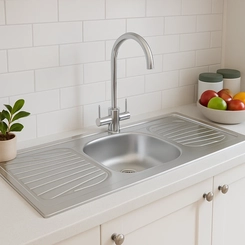 Pia Tramontina 120x52 com Cuba Central Aço Inox