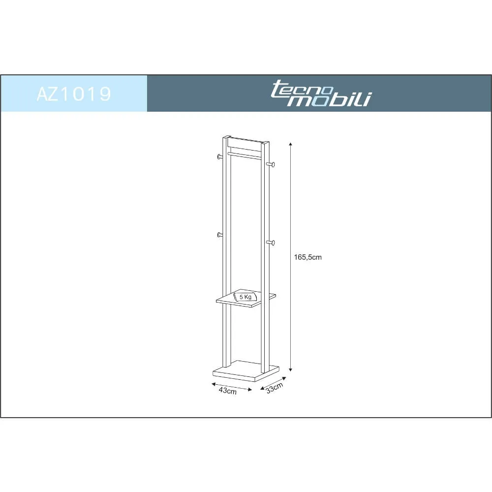Cabideiro Tecno Mobili AZ1019 Nogal/Preto SE