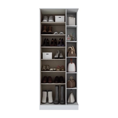Sapateira 1 Porta com Espelho e Prateleiras Laterais Henn Duetto D182-05 Branco SE