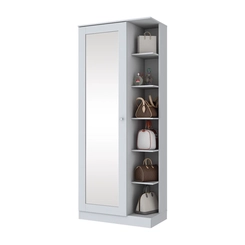 Sapateira 1 Porta com Espelho e Prateleiras Laterais Henn Duetto D182-05 Branco SE