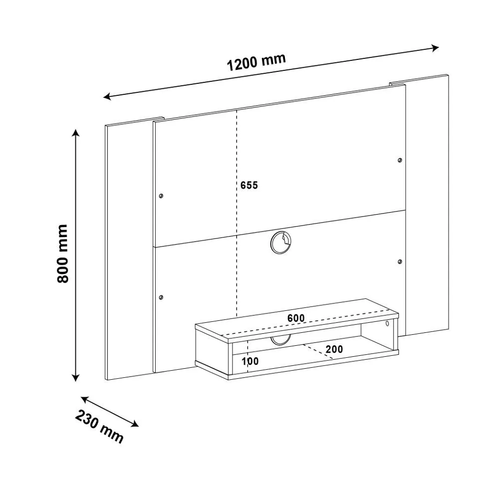 Painel para TV's até 40" Artely Cine 3980 Pinho Off White