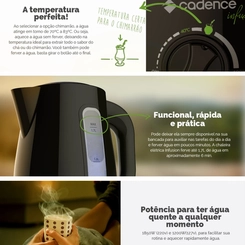Chaleira Elétrica 1,7L Modo Chimarrão 1.200W Cadence CEL550 Preta