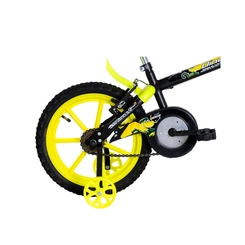 Bicicleta Aro 16 Track Dino Quadro em Aço Carbono 10" Preto/Amarelo Neon