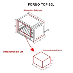 Forno Elétrico 60L Interior Esmaltado Top60 Nardelli Preto