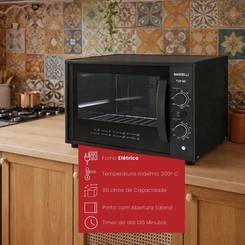 Forno Elétrico 60L Interior Esmaltado Top60 Nardelli Preto