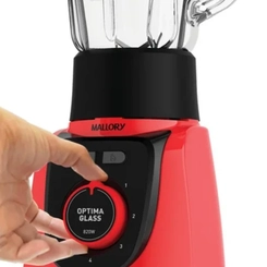 Liquidificador 1,8L 4 Velocidades + Turbo 900W Mallory Optima Glass Vermelho