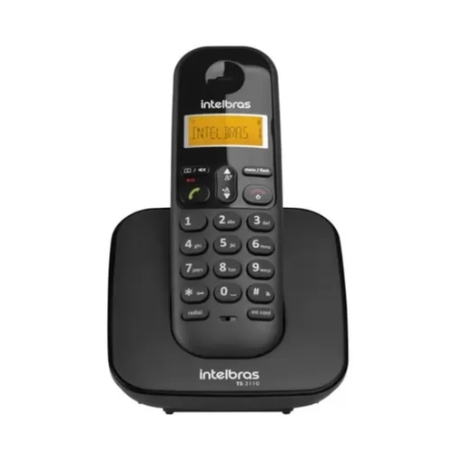 Telefone Fixo Sem Fio com Display Luminoso Intelbras TS3110 Preto