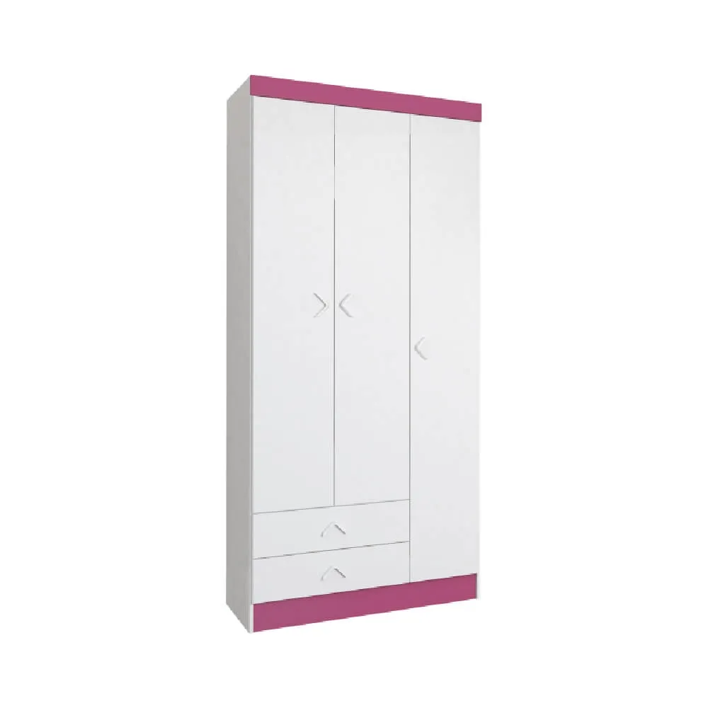 Guarda Roupa 3 Portas Atualle 3160R-366 com 2 Gavetas Branco/Rosa SE