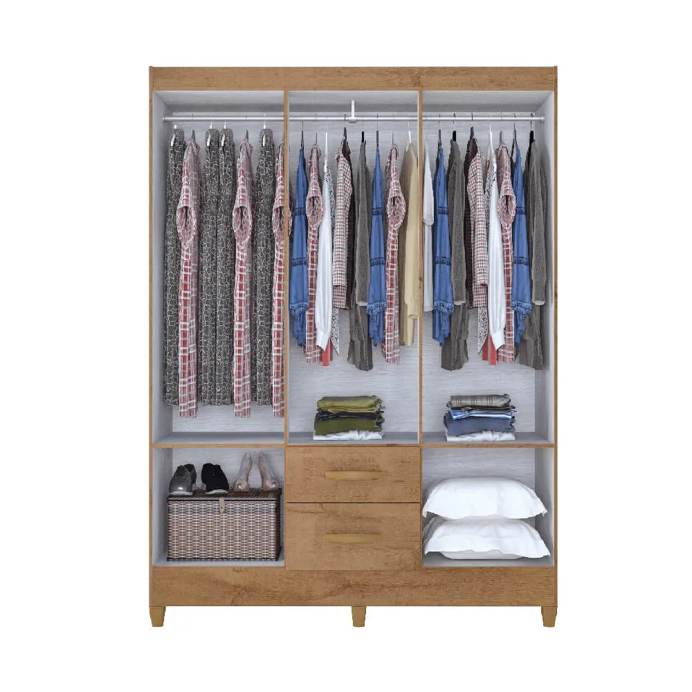 Guarda Roupa 6 Portas Atualle Real 3295R-355 com Espelho e 2 Gavetas Nature/Off White SE