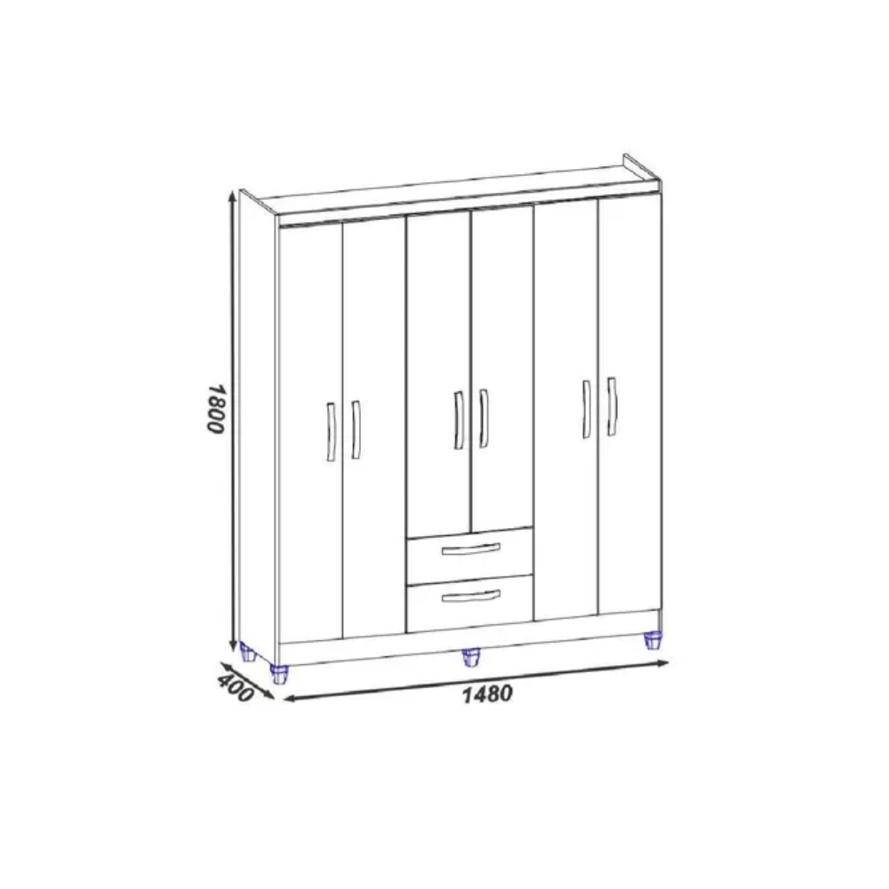 Guarda Roupa 6 Portas Atualle Real 3295R-389 com Espelho e 2 Gavetas Marrom Rústico/Bege