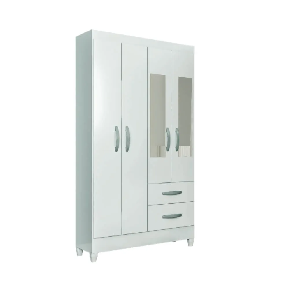 Guarda Roupa 4 Portas Atualle Real 3300R-6 com Espelho e 2 Gavetas Branco SE