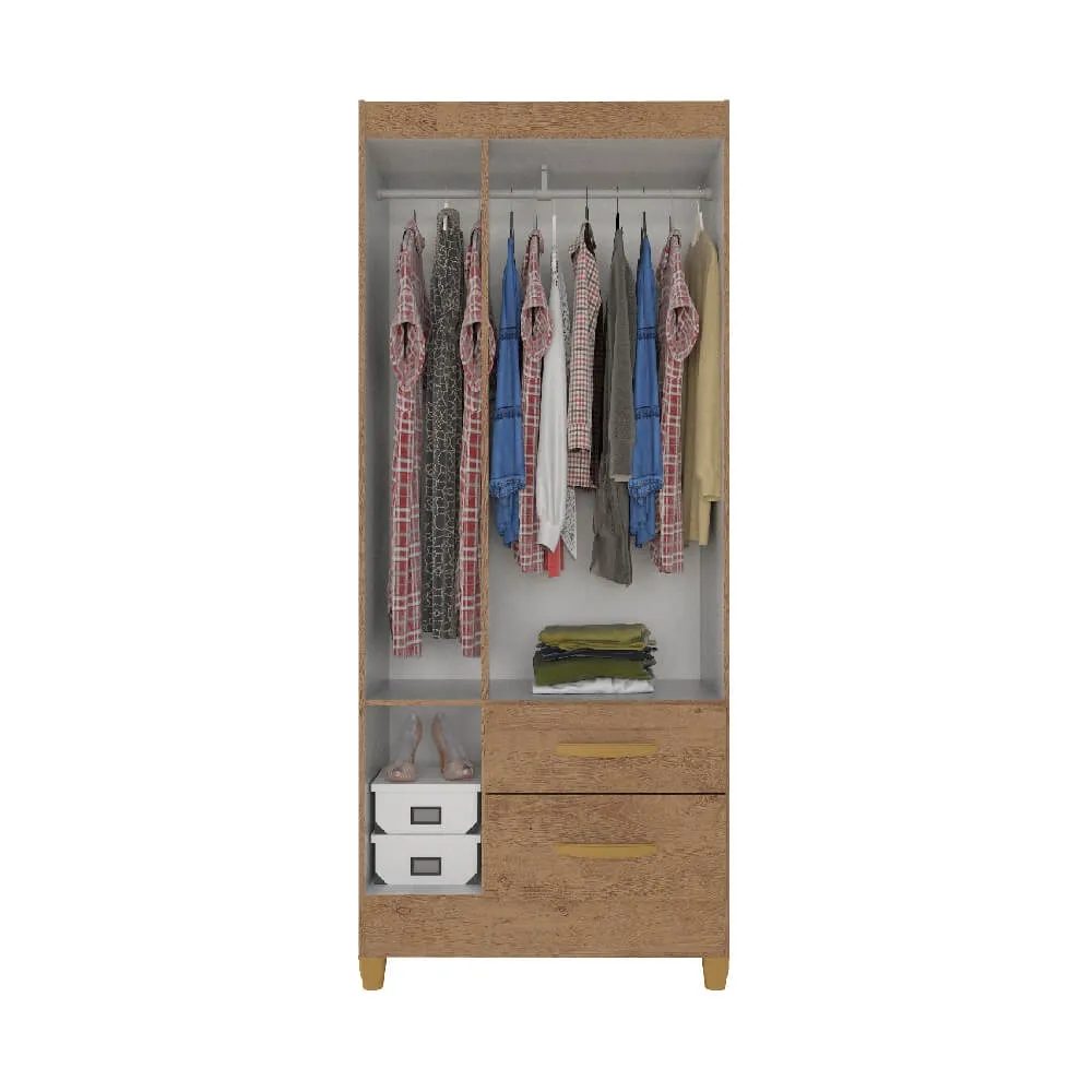 Guarda Roupa 3 Portas Atualle Real 3305R-355 com Espelho e 2 Gavetas Nature/Off White SE