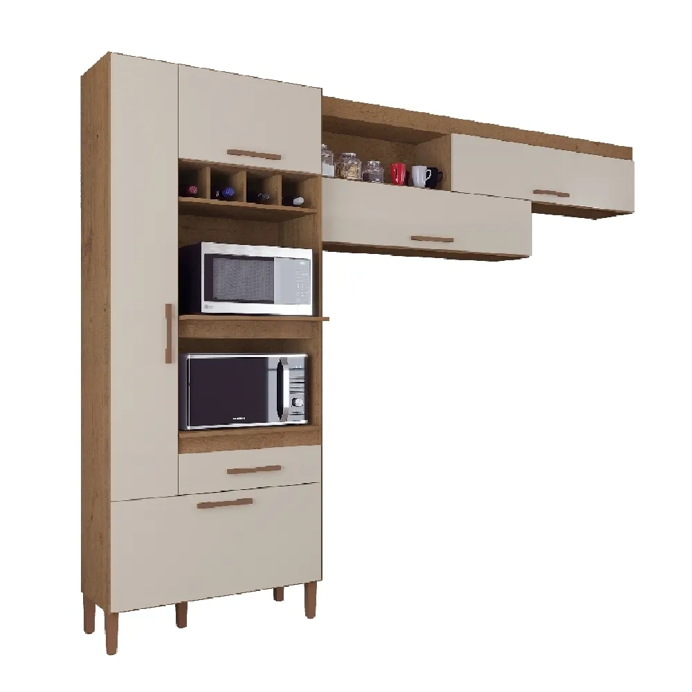 Cozinha Modulada Atualle Napoles 4340R-355 Marrom/Off White SE