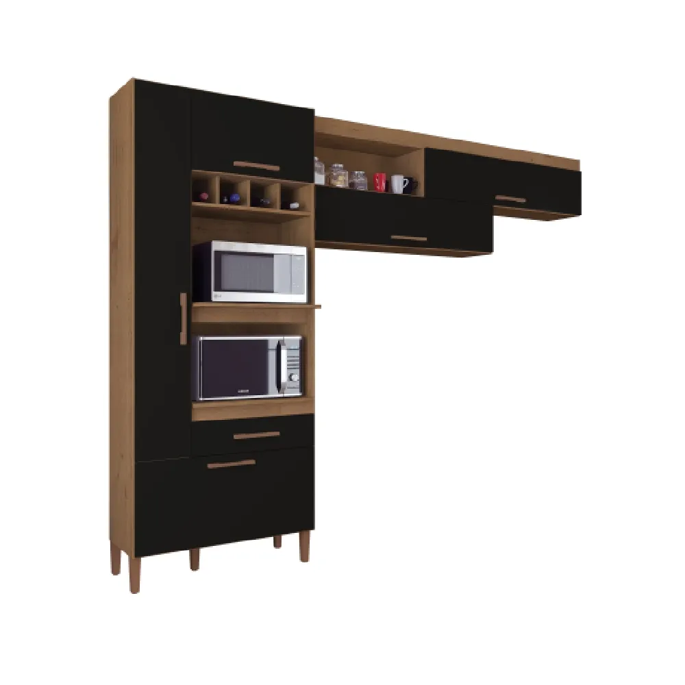 Cozinha Modulada Atualle Napoles 4340R-423 Marrom/Preto Fosco SE