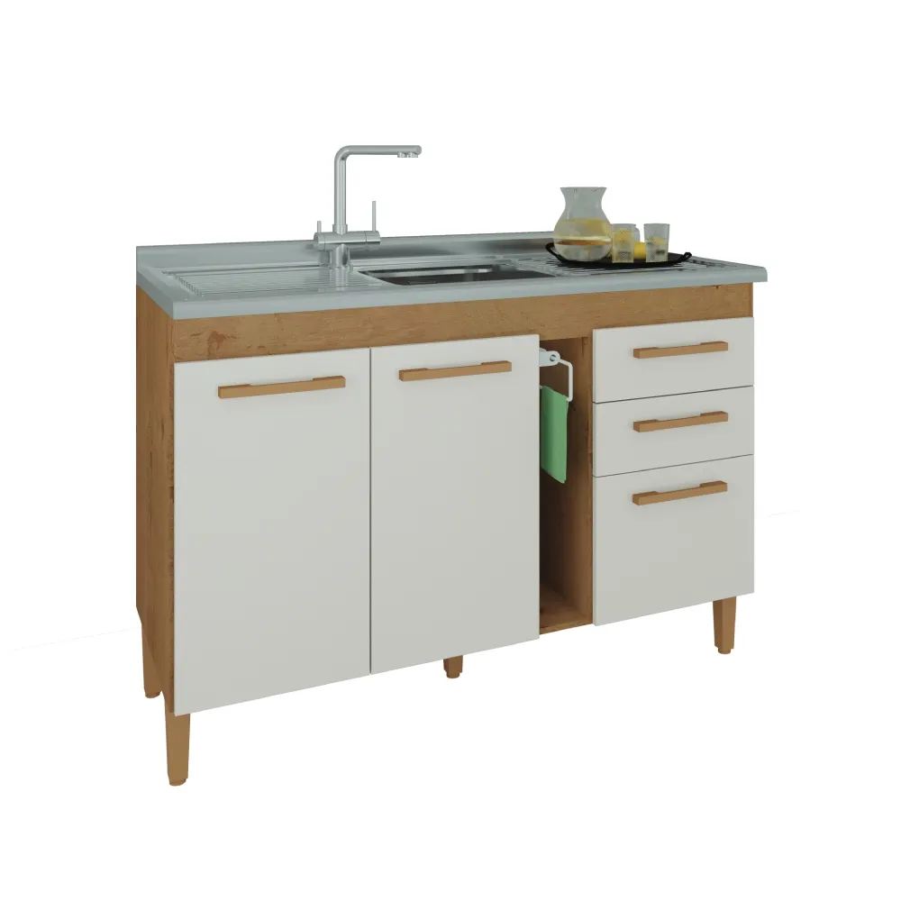 Balcão de Cozinha Atualle Napoles 4040R-355 Marrom/Off White SE