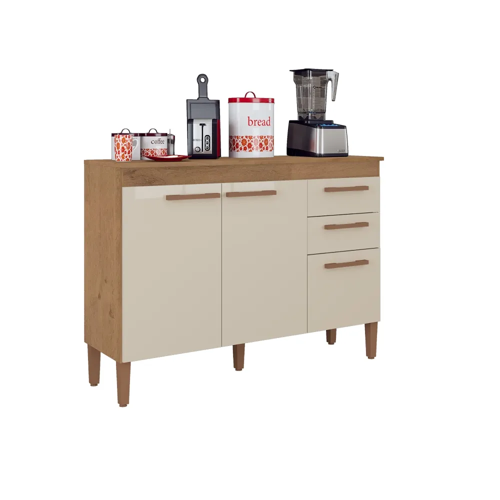 Balcão de Cozinha Atualle Modena 4050R-355 Marrom/Off White SE