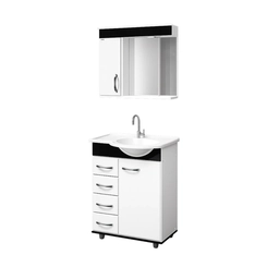Kit Banheiro com Cuba 59,5cm Rorato Viena 570615 Branco/Preto SE