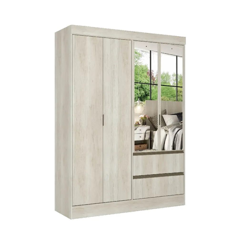 Guarda Roupa 4 Portas Thb Millenium 5650 com Espelho e 2 Gavetas Bianco