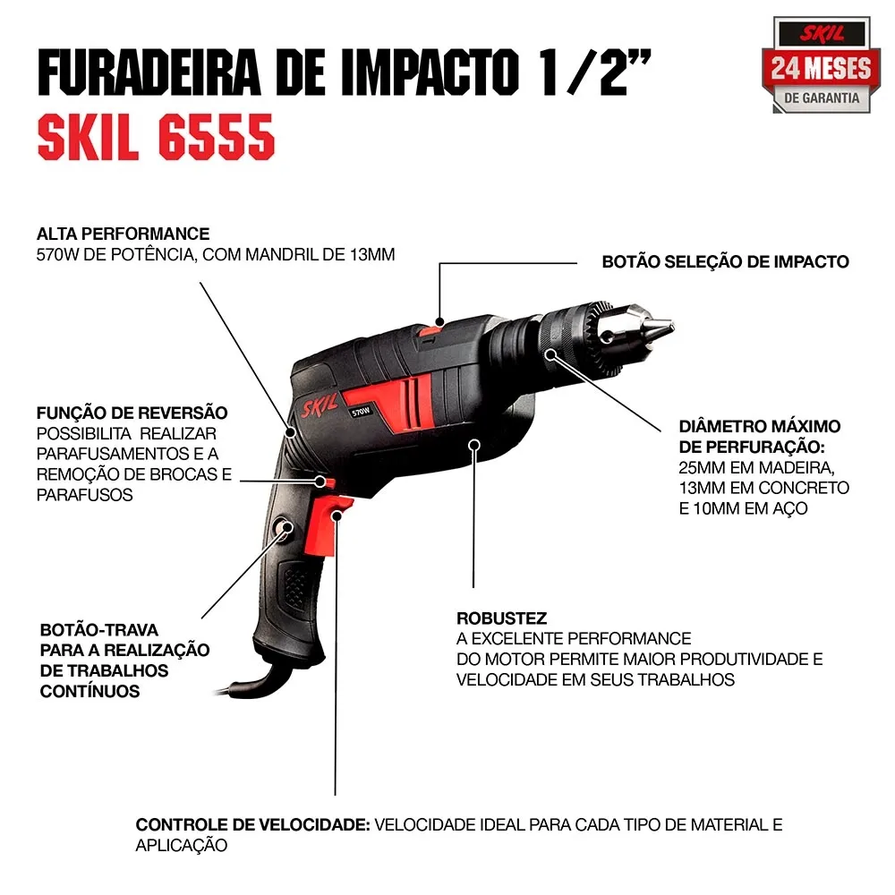 Furadeira de Impacto Skil 6555 570W