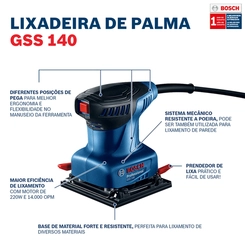 Lixadeira Orbital de Palma 220W Bosch GSS 140 Azul